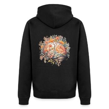Brain Neuroscience Neurologist Spring Flower Menta - Unisex Premium Bio Zip Hoodie - Schwarz - Hinten - Nico (187cm)
