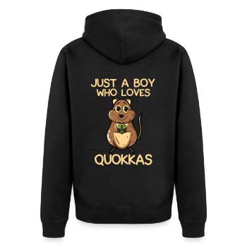 Just A Boy Who Loves Quokkas 2 - Unisex Premium Organic Zip Hoodie - black - Back - Nico (187cm)