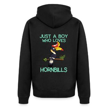 Just A Boy Who Loves Hornbills - Unisex Premium Organic Zip Hoodie - black - Back - Nico (187cm)