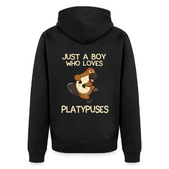 Just A Boy Who Loves Platypuses - Unisex Premium Organic Zip Hoodie - black - Back - Nico (187cm)