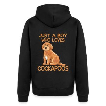 Just A Boy Who Loves Cockapoos - Unisex Premium Organic Zip Hoodie - black - Back - Nico (187cm)