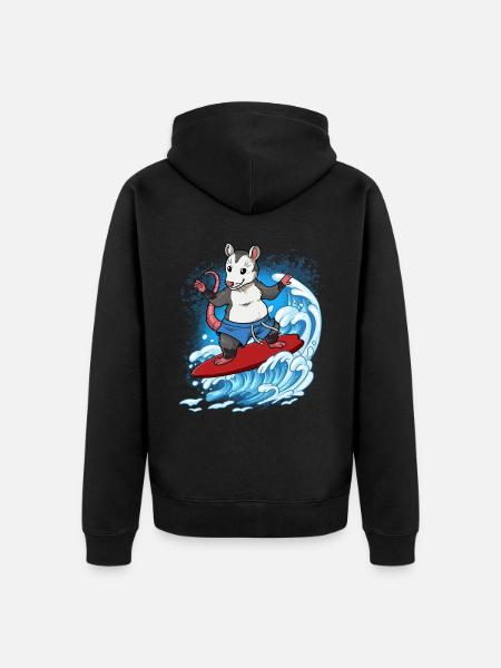 Wellensurfer Surfer Surfen - Unisex Premium Bio Zip Hoodie - Schwarz