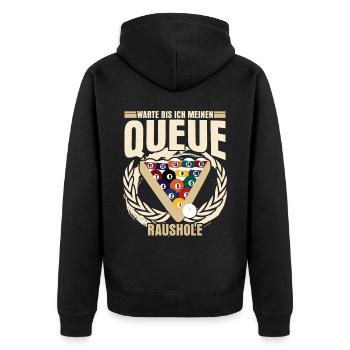Poolbillard Snooker Billard Queue - Unisex Premium Bio Zip Hoodie - Schwarz - Hinten - Nico (187cm)