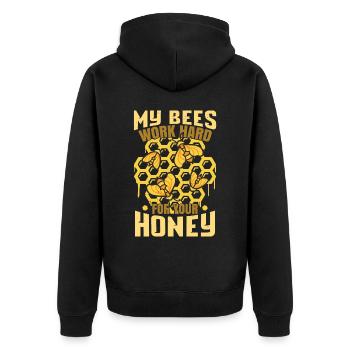 My Bees Work Hard For Your Honey - Unisex Premium Organic Zip Hoodie - black - Back - Nico (187cm)