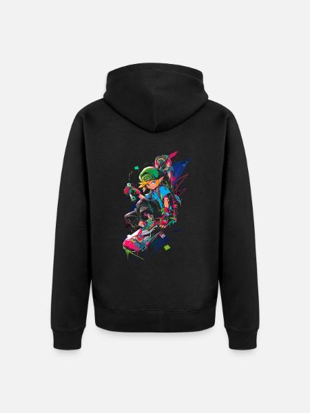 Legendärer Waldjunge: Cooles Boarder Gaming-Design - Unisex Premium Bio Zip Hoodie - Schwarz