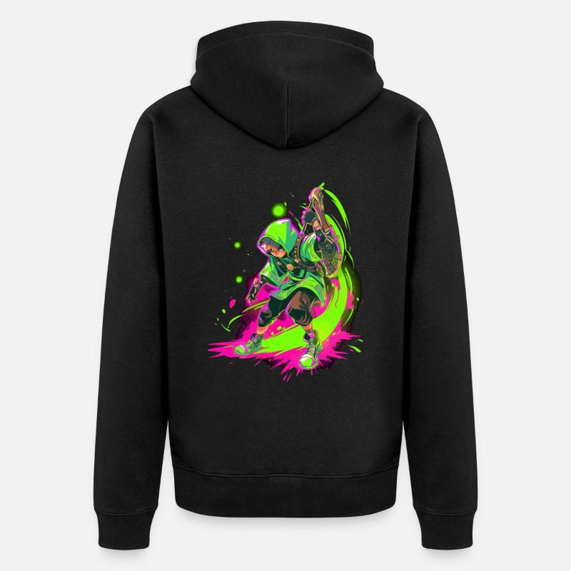 Legendärer Waldjunge im SplashArt Gaming-Design - Unisex Premium Bio Zip Hoodie - Schwarz