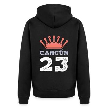 Cancun 23 Trikot 2023 - Unisex Premium Bio Zip Hoodie - Schwarz - Hinten - Nico (187cm)