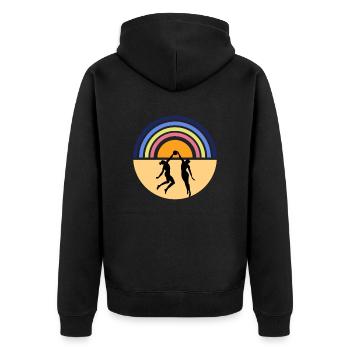 Volleyball am Strand - Beachvolleyball retro - Unisex Premium Bio Zip Hoodie - Schwarz - Hinten - Nico (187cm)
