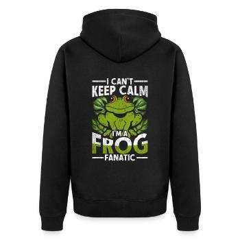 I Can't Keep Calm I'm A Frog Fanatic - Unisex Premium Organic Zip Hoodie - black - Back - Nico (187cm)