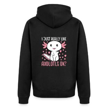 Axolotl Mexikanischer Salamander Lustiger Axolotl - Unisex Premium Bio Zip Hoodie - Schwarz - Hinten - Nico (187cm)