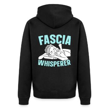 Faszienflüsterer lizenzierter Massagetherapeut - Unisex Premium Bio Zip Hoodie - Schwarz - Hinten - Nico (187cm)
