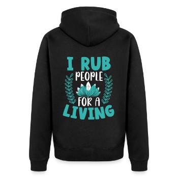 Ich reibe Menschen für ein Leben Massage Therapie - Unisex Premium Bio Zip Hoodie - Schwarz - Hinten - Nico (187cm)
