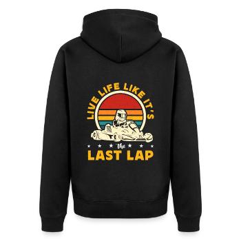 Kart Racing Live Life Like It's The Last Karting - Unisex Premium Bio Zip Hoodie - Schwarz - Hinten - Nico (187cm)
