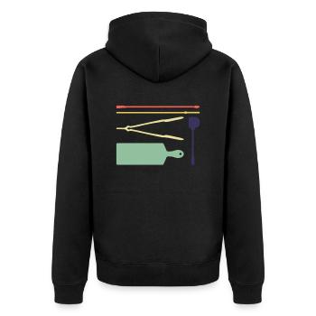 Glasbläserwerkzeuge Glasblasen Glasbläser - Unisex Premium Bio Zip Hoodie - Schwarz - Hinten - Nico (187cm)