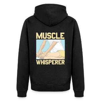 Muskelflüsterer Lizenzierter Massagetherapeut - Unisex Premium Bio Zip Hoodie - Schwarz - Hinten - Nico (187cm)