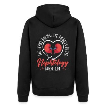 Néphrologie Infirmière Emploi médical Médecine Soins infirmiers - Veste à capuche bio Premium Unisexe - noir - Dos - Nico (187cm)