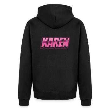Karen Meme Karens Beruhig Dich Lustig - Unisex Premium Bio Zip Hoodie - Schwarz - Hinten - Nico (187cm)