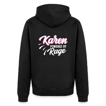 Karen Driven by Rage, Karen's Funny Memes - Unisex Premium Organic Zip Hoodie - black - Back - Nico (187cm)
