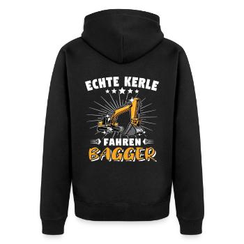 Bagger Baggerfahrer Baggern - Unisex Premium Bio Zip Hoodie - Schwarz - Hinten - Nico (187cm)