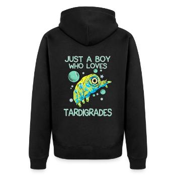 Just A Boy Who Loves Tardigrades - Unisex Premium Organic Zip Hoodie - black - Back - Nico (187cm)