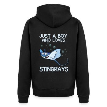 Just A Boy Who Loves Stingrays - Unisex Premium Organic Zip Hoodie - black - Back - Nico (187cm)