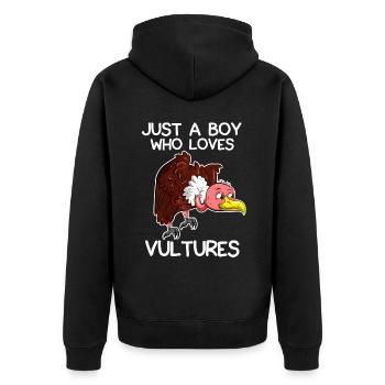 Just A Boy Who Loves Vultures - Unisex Premium Organic Zip Hoodie - black - Back - Nico (187cm)