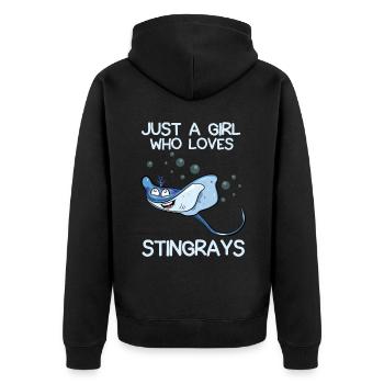 Just A Girl Who Loves Stingrays - Unisex Premium Organic Zip Hoodie - black - Back - Nico (187cm)
