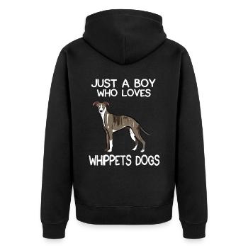 Just A Boy Who Loves Whippet Dogs - Unisex Premium Organic Zip Hoodie - black - Back - Nico (187cm)