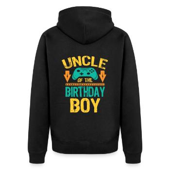 Uncle Of the Birthday Boy Gaming Gift Idea - Unisex Premium Bio Zip Hoodie - Schwarz - Hinten - Nico (187cm)