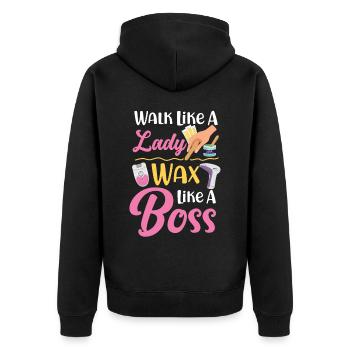 Cute Esthetician Skincare - Unisex Premium Bio Zip Hoodie - Schwarz - Hinten - Nico (187cm)