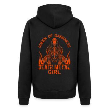 Goth Rock Satan Girl Woman Festivals Death Metal - Unisex Premium Bio Zip Hoodie - Schwarz - Hinten - Nico (187cm)