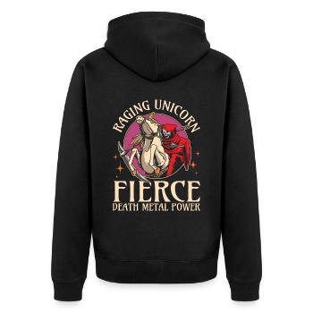 Goth Rock Satan Girl Woman Festivals Death Metal - Unisex Premium Bio Zip Hoodie - Schwarz - Hinten - Nico (187cm)