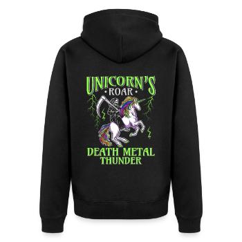 Goth Rock Satan Girl Woman Festivals Death Metal - Unisex Premium Bio Zip Hoodie - Schwarz - Hinten - Nico (187cm)