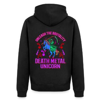 Goth Rock Satan Girl Woman Festivals Death Metal - Unisex Premium Bio Zip Hoodie - Schwarz - Hinten - Nico (187cm)