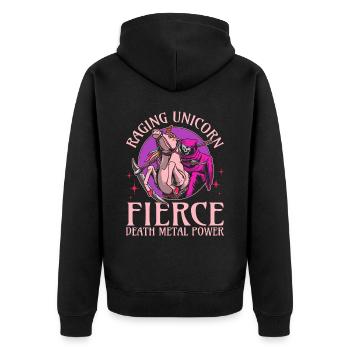Goth Rock Satan Girl Woman Festivals Death Metal - Unisex Premium Bio Zip Hoodie - Schwarz - Hinten - Nico (187cm)
