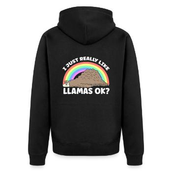 I just like llamas very much llama llama animal - Unisex Premium Organic Zip Hoodie - black - Back - Nico (187cm)