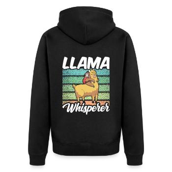 Llama Whisperer Llama Animal Llamas Sayings - Unisex Premium Organic Zip Hoodie - black - Back - Nico (187cm)
