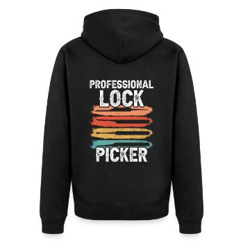 Professioneller Schlossknacker Lock Picker Knacken - Unisex Premium Bio Zip Hoodie - Schwarz - Hinten - Nico (187cm)