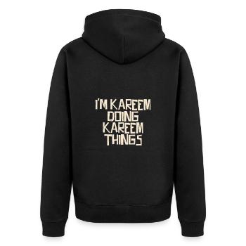 Je suis Kareem en train de faire des choses Kareem - Veste à capuche bio Premium Unisexe - noir - Dos - Nico (187cm)