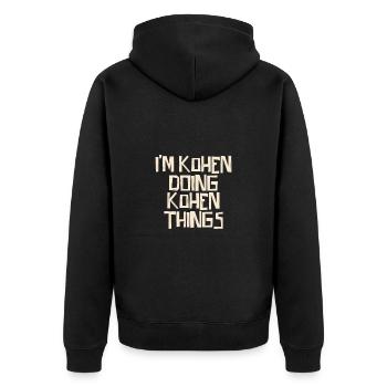 I'm Kohen doing Kohen things - Unisex Premium Bio Zip Hoodie - Schwarz - Hinten - Nico (187cm)