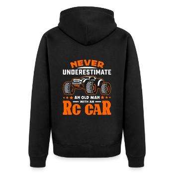 RC Model Racing Never Underestimate An RC Model - Unisex Premium Bio Zip Hoodie - Schwarz - Hinten - Nico (187cm)