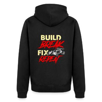 RC Model Racing Build Break Fix Repeat Model Maker - Unisex Premium Organic Zip Hoodie - black - Back - Nico (187cm)