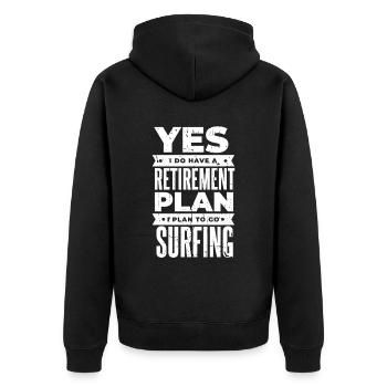 Pensioner pension - Unisex Premium Organic Zip Hoodie - black - Back - Nico (187cm)