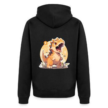 Dinsaurier Dino Baby Dinosaurier Baby - Unisex Premium Bio Zip Hoodie - Schwarz - Hinten - Nico (187cm)