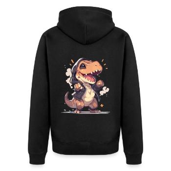 Dino Baby T- Rex Baby Trex Dinos Dinosaurier - Unisex Premium Bio Zip Hoodie - Schwarz - Hinten - Nico (187cm)
