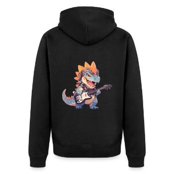 Dino Baby Dinosaurier Rock And Roll Dino Gitarre - Unisex Premium Bio Zip Hoodie - Schwarz - Hinten - Nico (187cm)