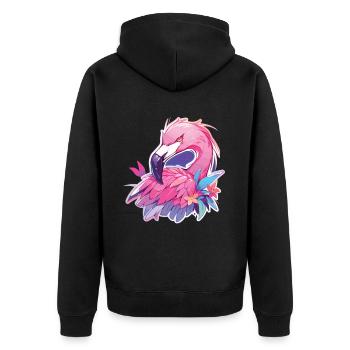Flamingo Party Neon Flamingo Flamingos - Unisex Premium Bio Zip Hoodie - Schwarz - Hinten - Nico (187cm)
