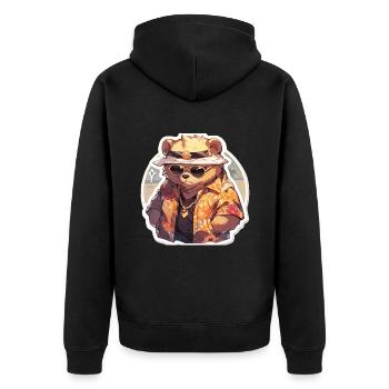 Bear Bears Fat Bear Bears Daddy - Unisex Premium Organic Zip Hoodie - black - Back - Nico (187cm)