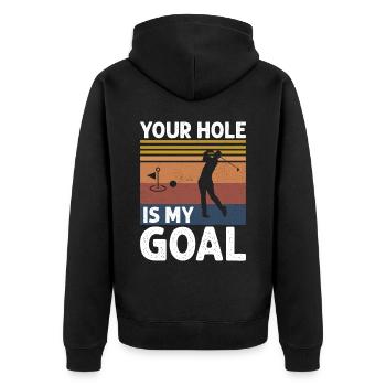 Dein Loch Ist Mein Tor Golfspieler Golf Humor - Unisex Premium Bio Zip Hoodie - Schwarz - Hinten - Nico (187cm)