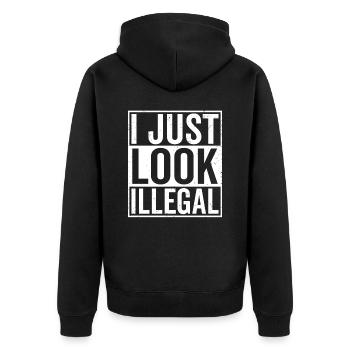 Ich Schaue Illegal Pro Einwanderung - Unisex Premium Bio Zip Hoodie - Schwarz - Hinten - Nico (187cm)
